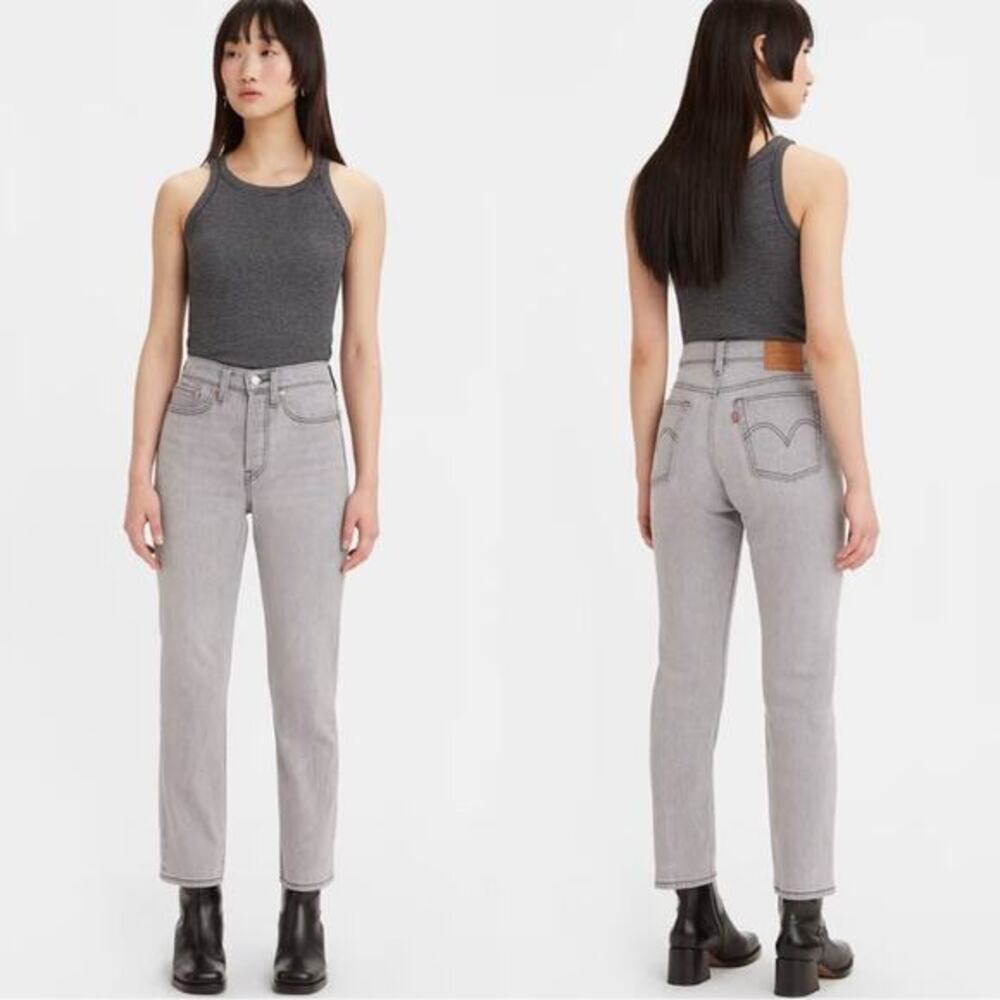 NEW LEVI’S PREMIUM WEDGIE STRAIGHT GREY DENIM JEANS SZ 26x28 NEW WITH TAGS - Picture 1 of 10